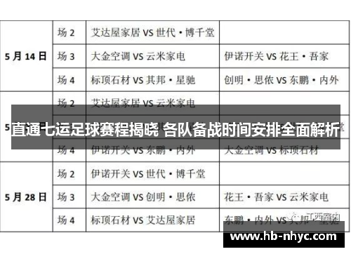 直通七运足球赛程揭晓 各队备战时间安排全面解析