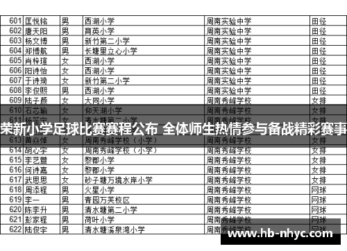 荣新小学足球比赛赛程公布 全体师生热情参与备战精彩赛事